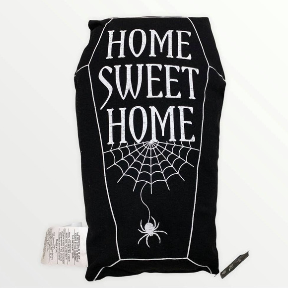 Halloween Home Sweet Home Coffin Shaped Throw Pillow Spooky Haunted Marlo Lorenz - Picture 1 of 8